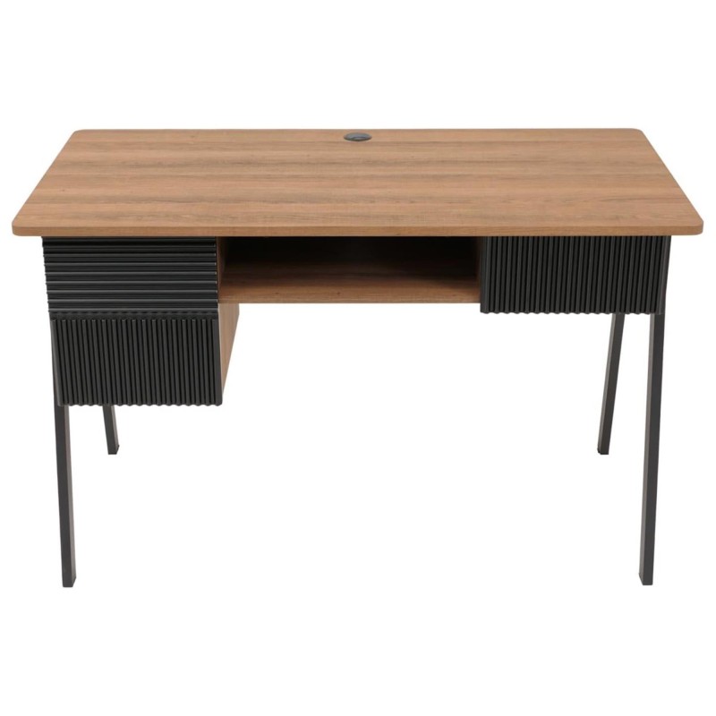 Mesa de escritorio OPAL, cuidado diseño, en madera color Roble