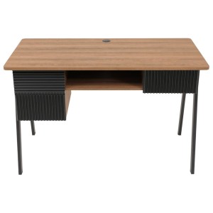 Mesa de escritorio OPAL, cuidado diseño, en madera color Roble