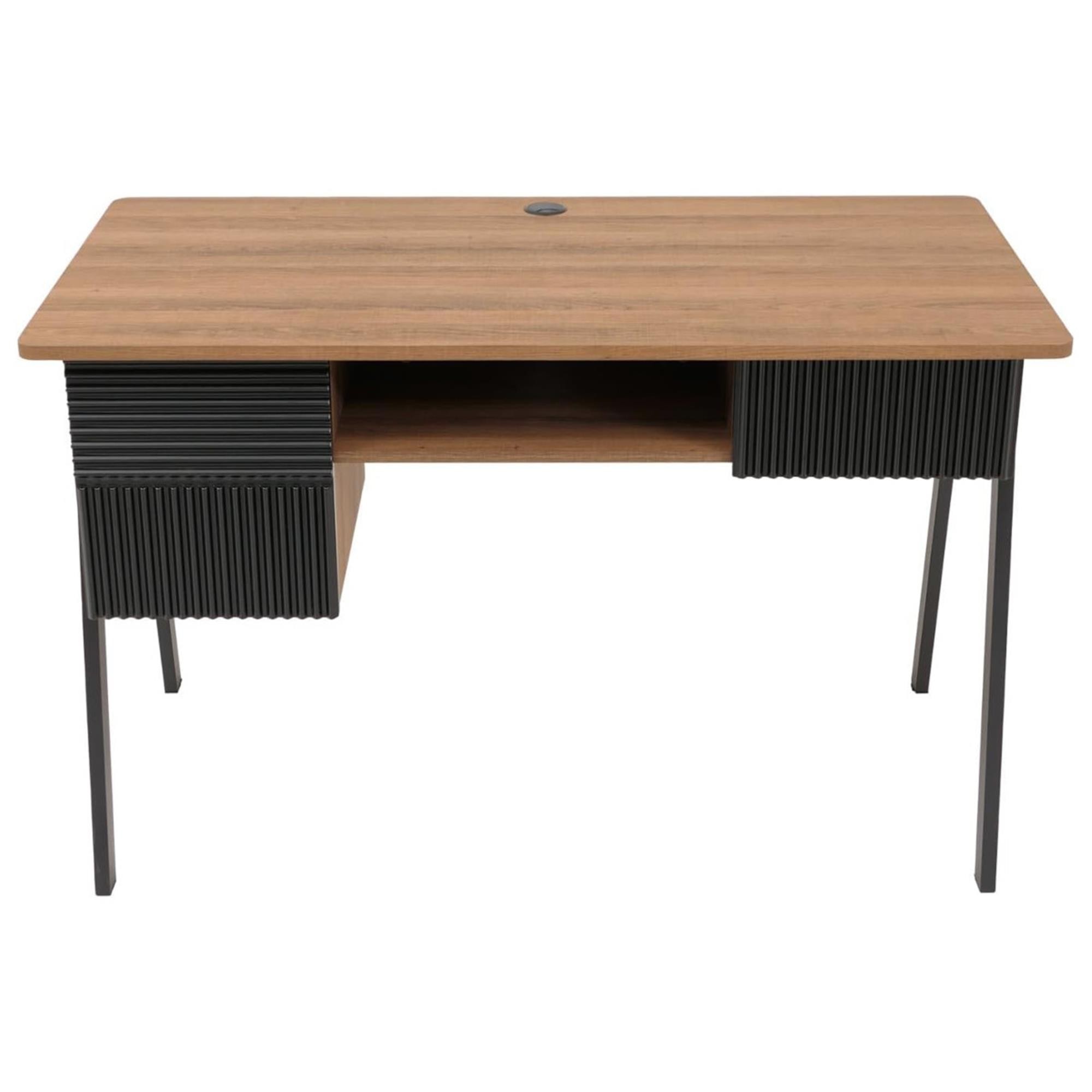 Mesa de Escritorio OPAL, Precioso Diseño Moderno, Dimensiones 120x60x78 cm, en Madera color Roble