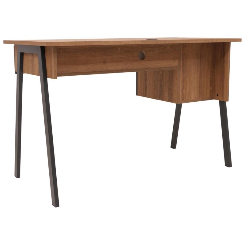 Mesa de escritorio OPAL, cuidado diseño, en madera color Roble
