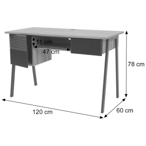 Mesa de escritorio OPAL, cuidado diseño, en madera color Roble