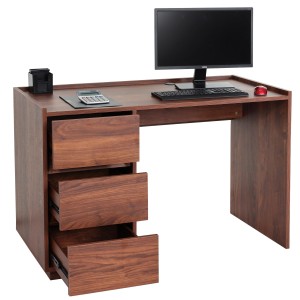 Mesa de escritoria NORWAY, sobrio diseño muy elegante, en madera color Nogal