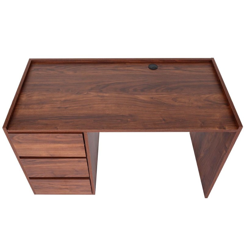 Mesa de escritoria NORWAY, sobrio diseño muy elegante, en madera color Nogal