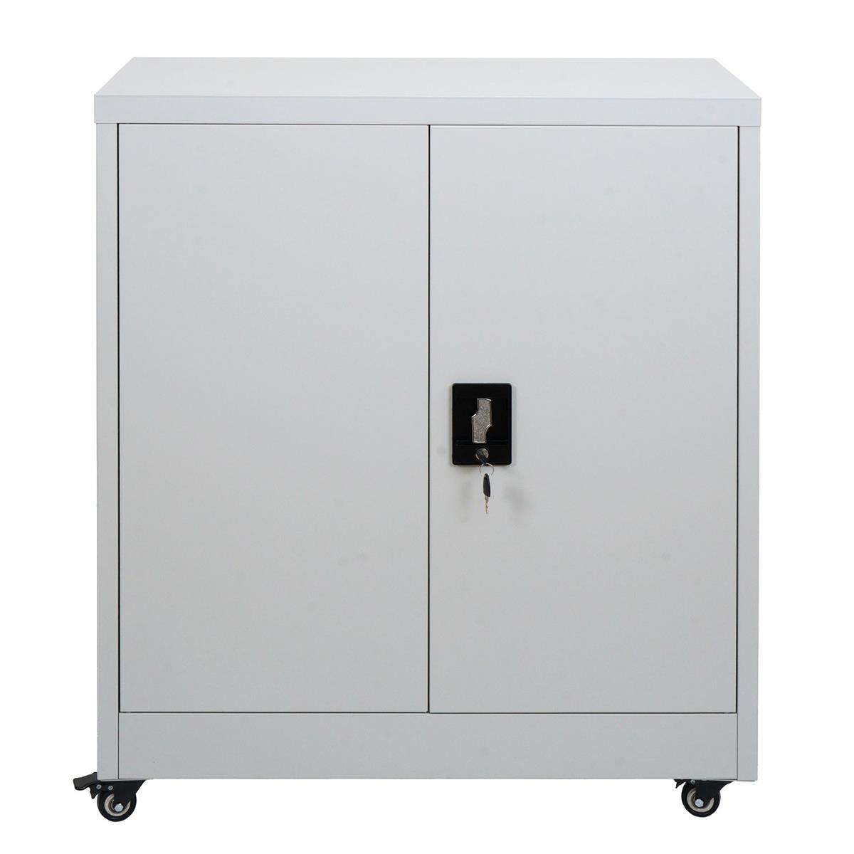 Armario Archivador BRENTON, 98x40x80 cm, con Ruedas, en Acero, color Gris Claro