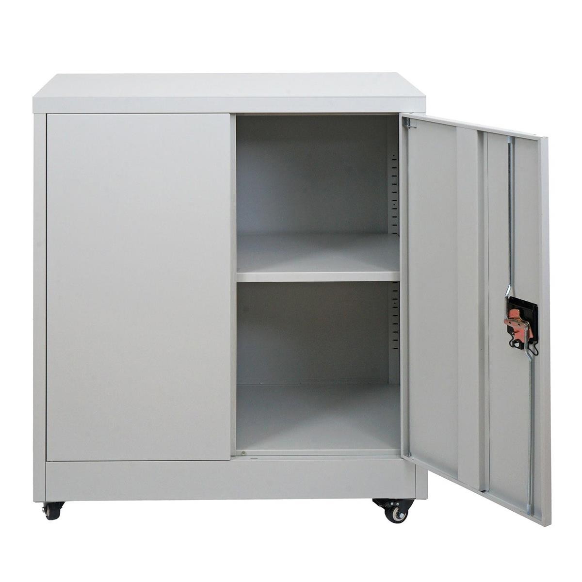 Armario Archivador BRENTON, 98x40x80 cm, con Ruedas, en Acero, color Gris Claro