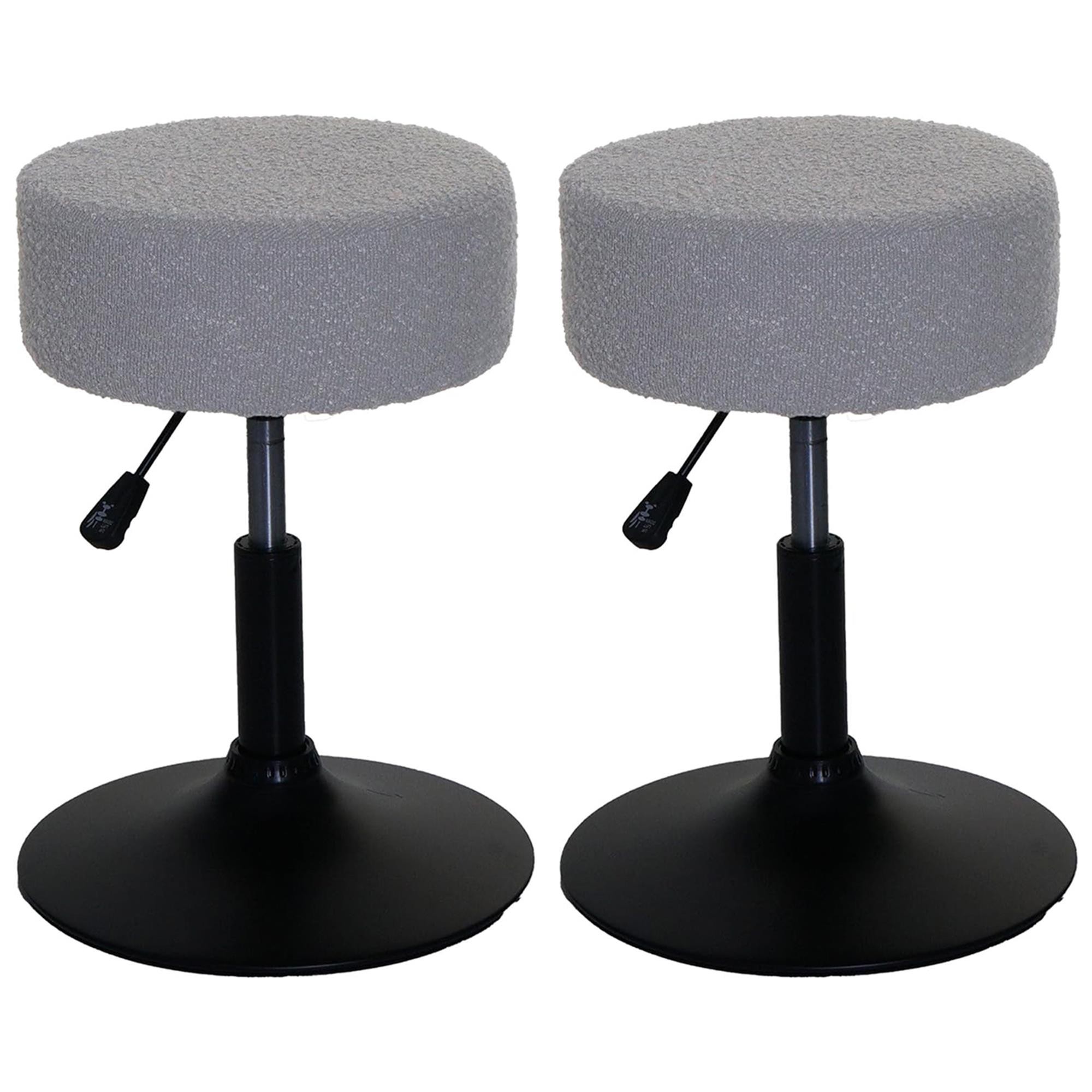 Lote de 2 Taburetes BLOOM, Giratorio 360º, Grueso Acolchado, en Tela color Gris Oscuro