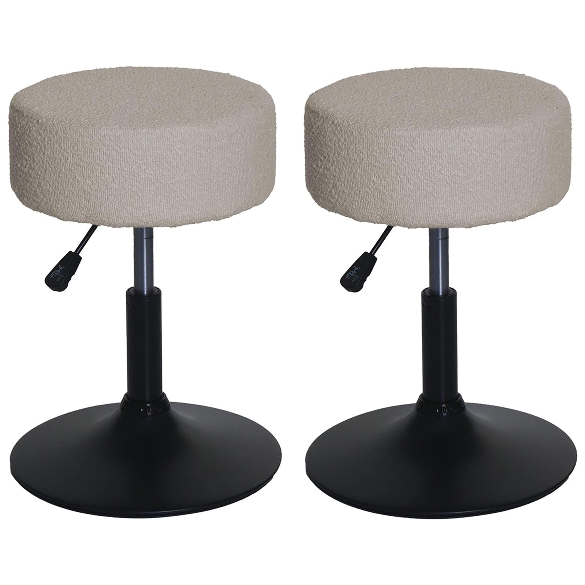 Lote de 2 Taburetes BLOOM, Giratorio 360º, Grueso Acolchado, en Tela color Gris Oscuro