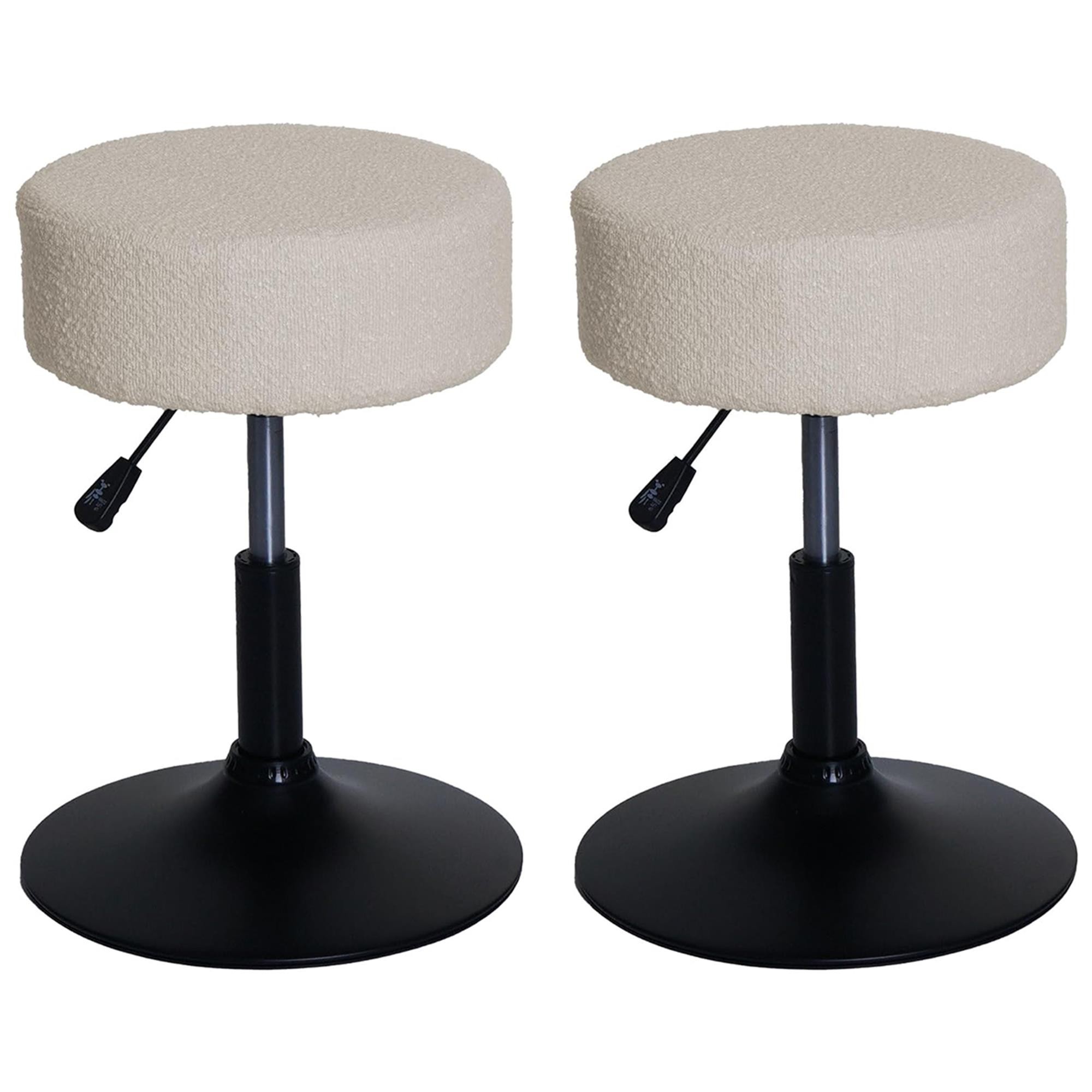 Lote de 2 Taburetes BLOOM, Giratorio 360º, Grueso Acolchado, en Tela color Gris Oscuro
