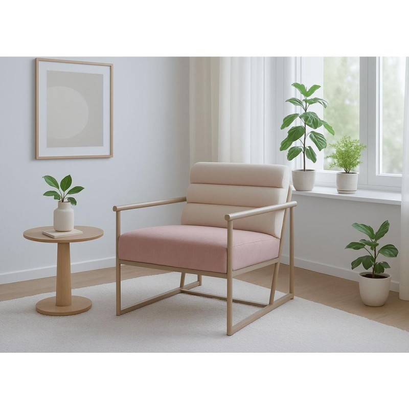 Silla de Confidente de Diseño MILLS en Tela color Crema y Rosa