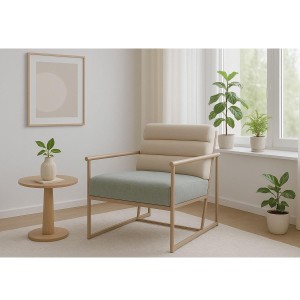 Silla de Confidente de Diseño MILLS en Tela color Crema y Rosa