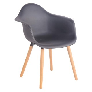 Silla de Confidente MARA, Patas de Madera Claras, color Negro