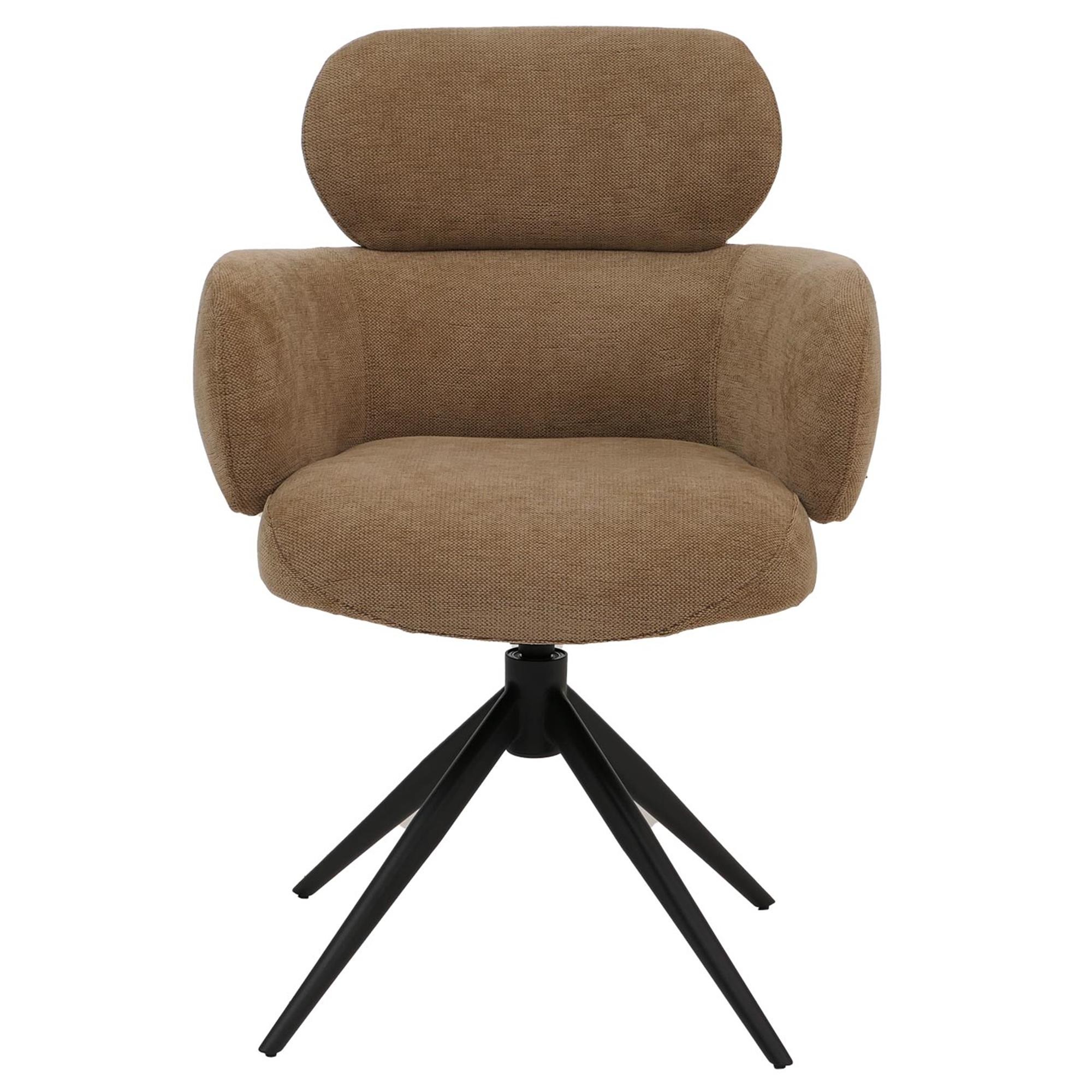 Silla de Confidente LINDEN, Gitaroria 360º, Grueso Acolchado, en Tela color Marrón rojizo