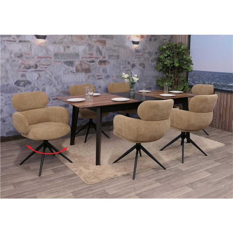 Silla de Confidente LINDEN en Tela color Marrón rojizo