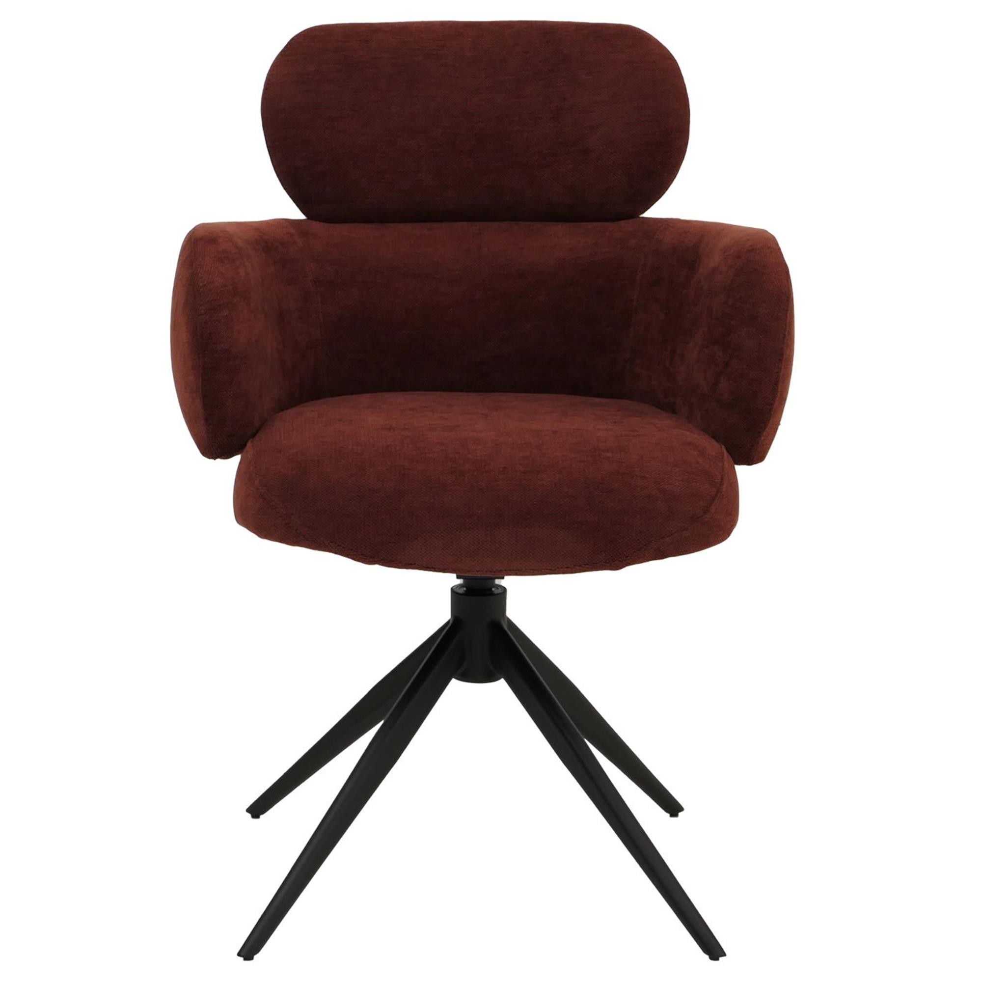 Silla de Confidente LINDEN, Gitaroria 360º, Grueso Acolchado, en Tela color Marrón rojizo