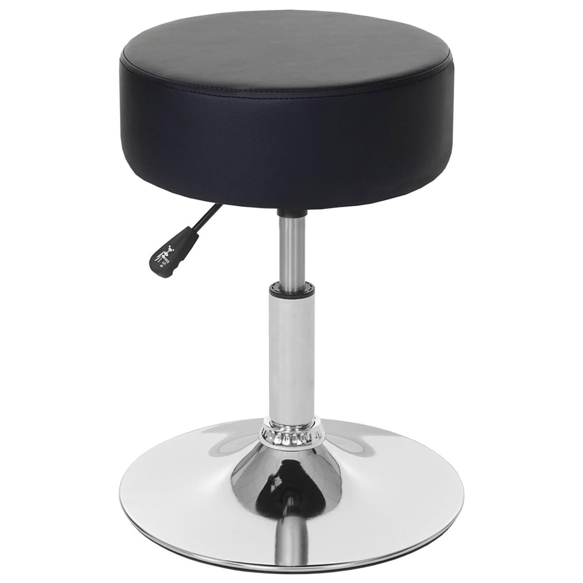 Taburete DANKO, Giratorio 360º, Grueso Acolchado, Base Metálica, en Piel color Negro