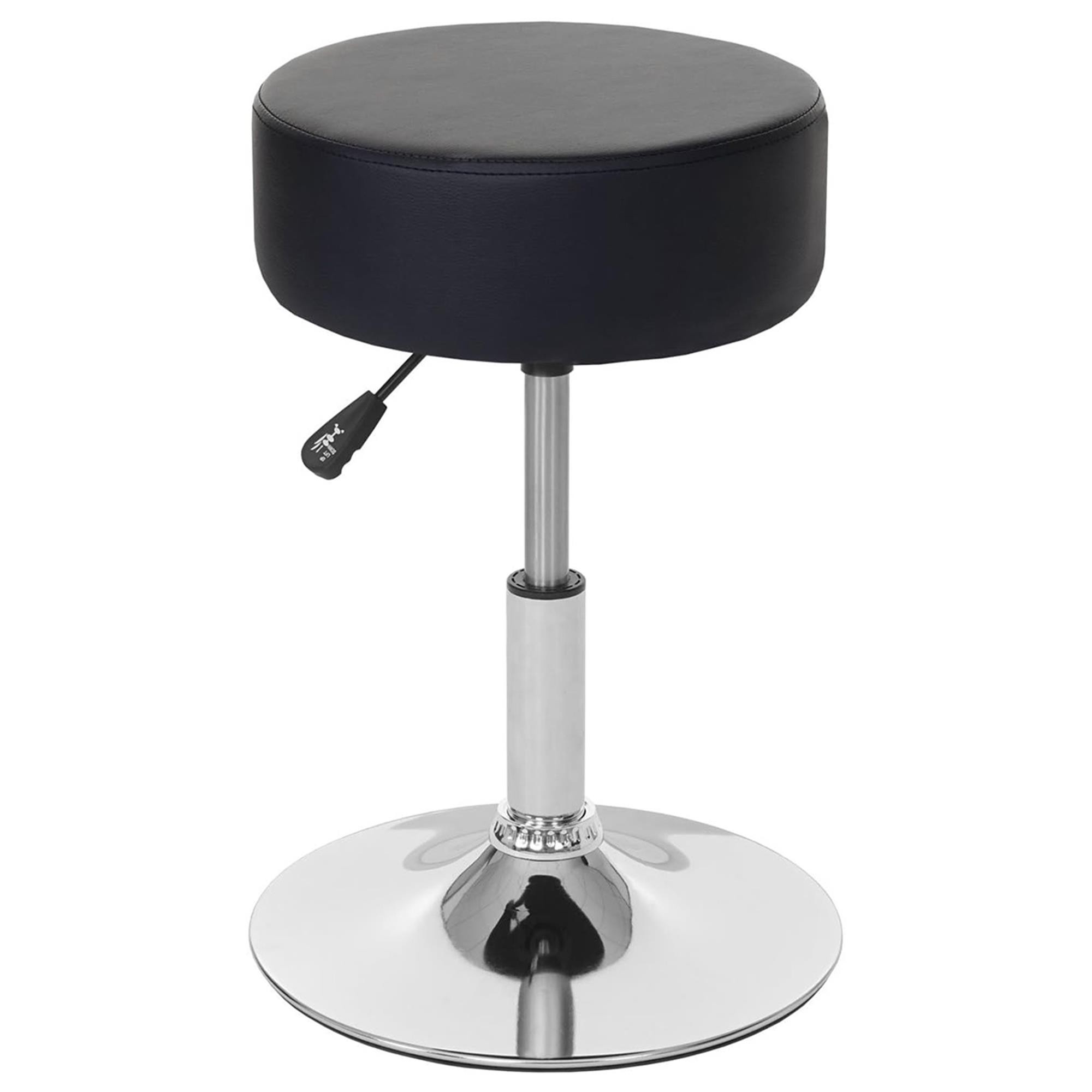 Taburete DANKO, Giratorio 360º, Grueso Acolchado, Base Metálica, en Piel color Negro