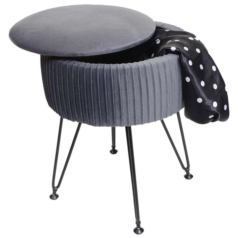 Taburete MEKO, Patas Negras, en Tela color Gris