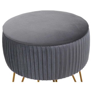 Taburete MEKO, Patas Doradas, en Tela color Gris
