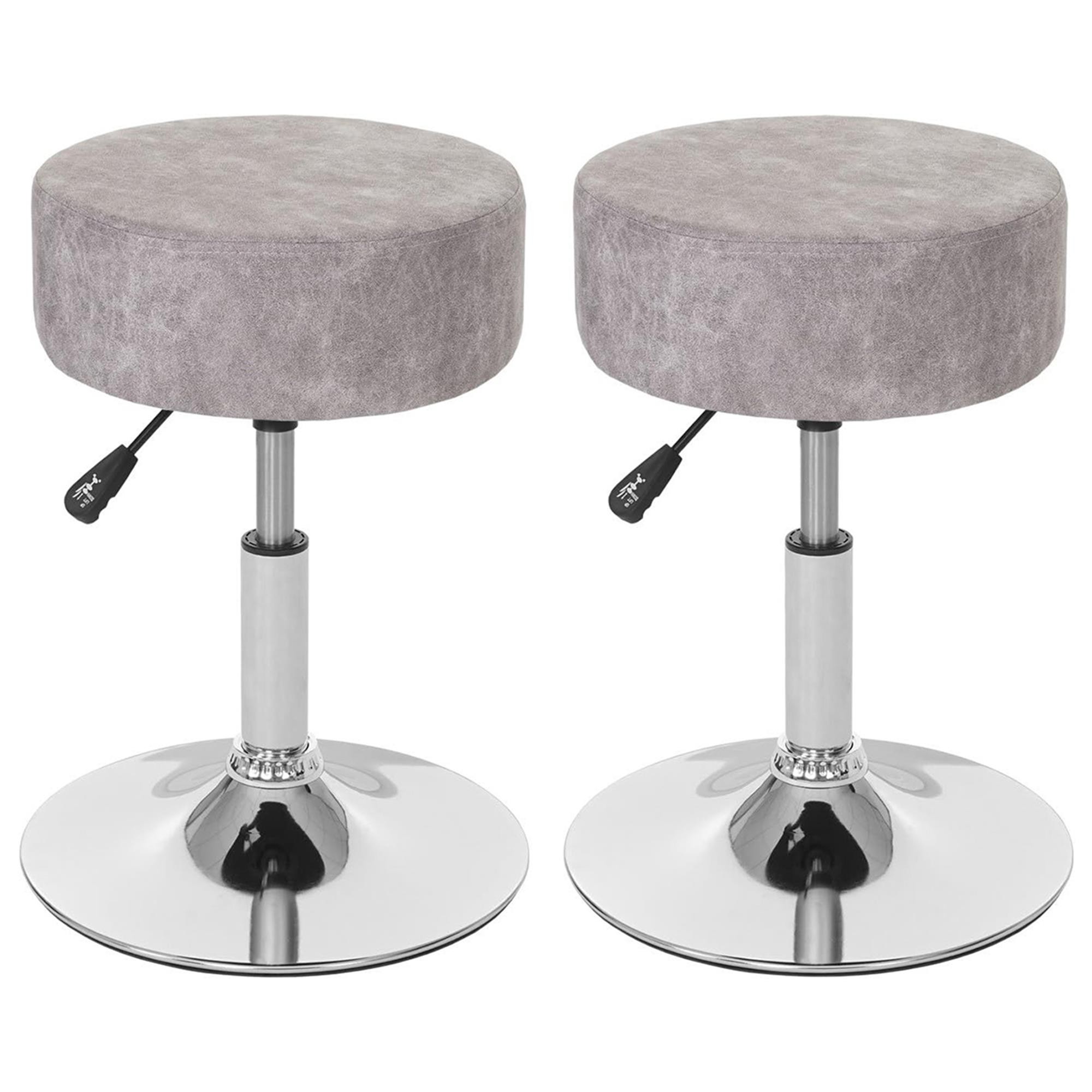 Lote de 2 Taburetes DANKO, Giratorio 360º, Grueso Acolchado, Base Metálica, en Piel color Negro