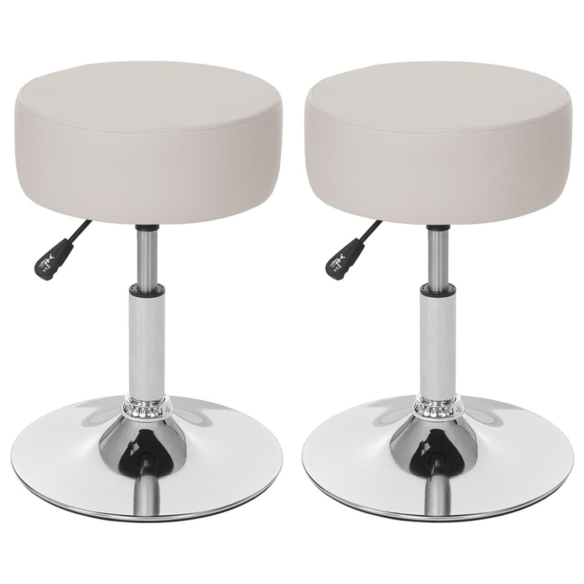 Lote de 2 Taburetes DANKO, Giratorio 360º, Grueso Acolchado, Base Metálica, en Piel color Negro
