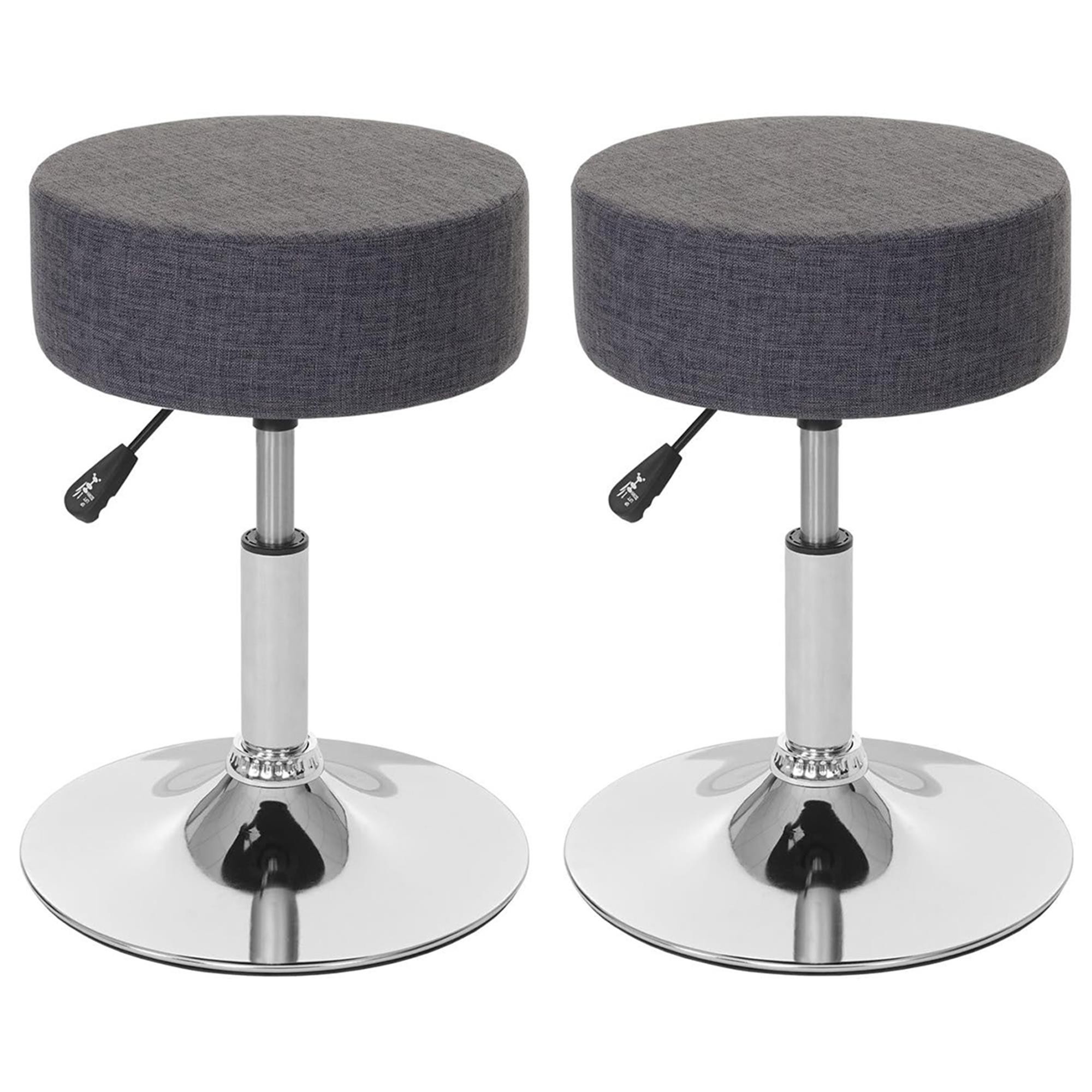 Lote de 2 Taburetes DANKO, Giratorio 360º, Grueso Acolchado, Base Metálica, en Tela color Gris Oscuro