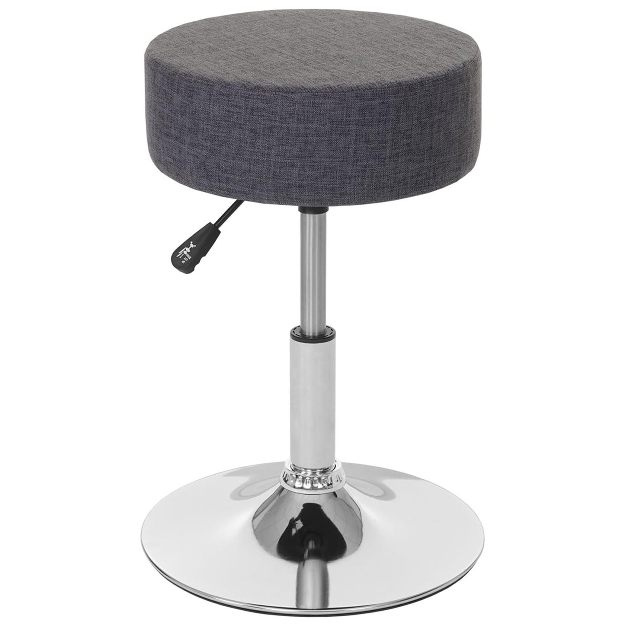 Lote de 2 Taburetes DANKO, Giratorio 360º, Grueso Acolchado, Base Metálica, en Tela color Gris Oscuro