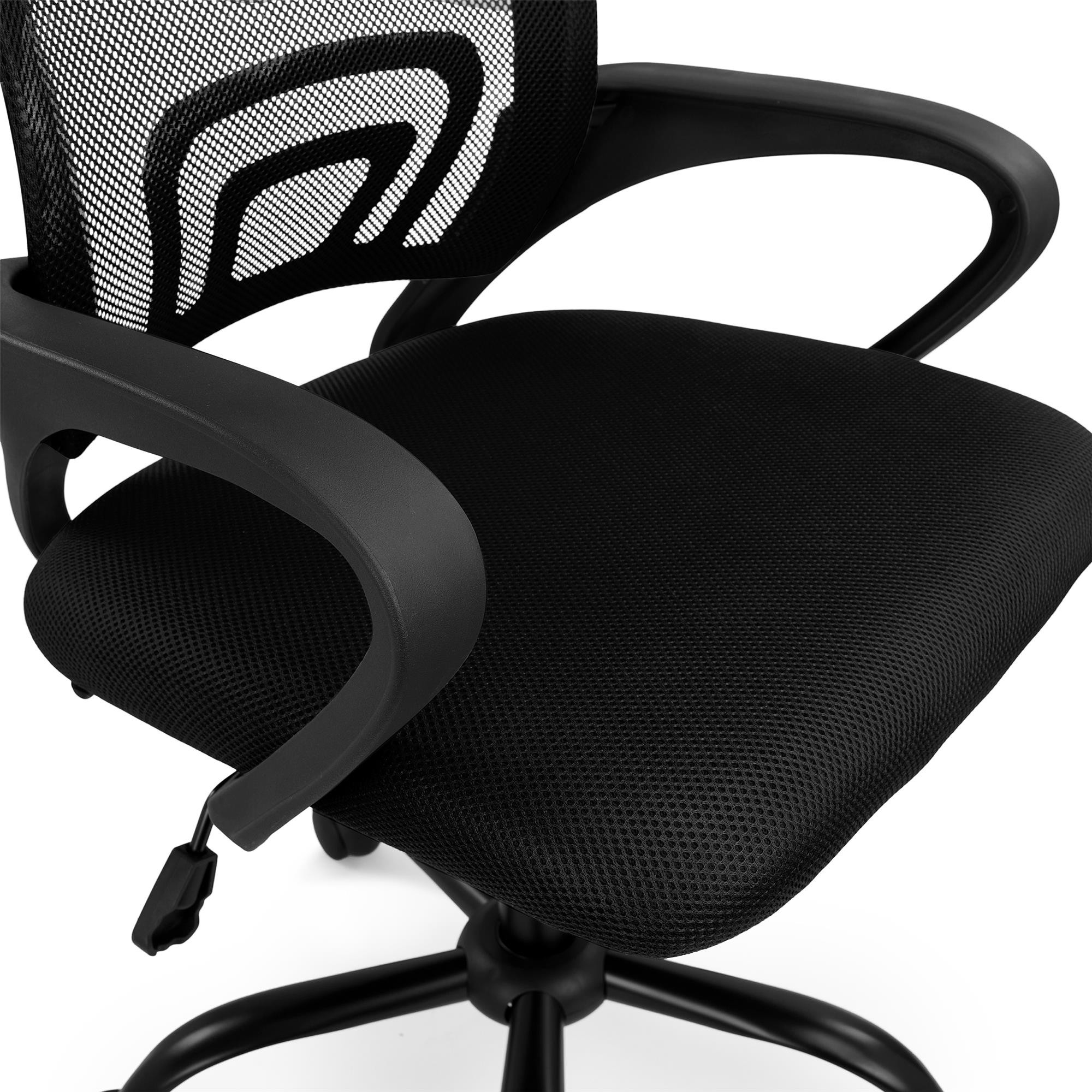 Silla de Oficina SEUL BLACK, Base Metálica Negra, Soporte lumbar, Color Negro