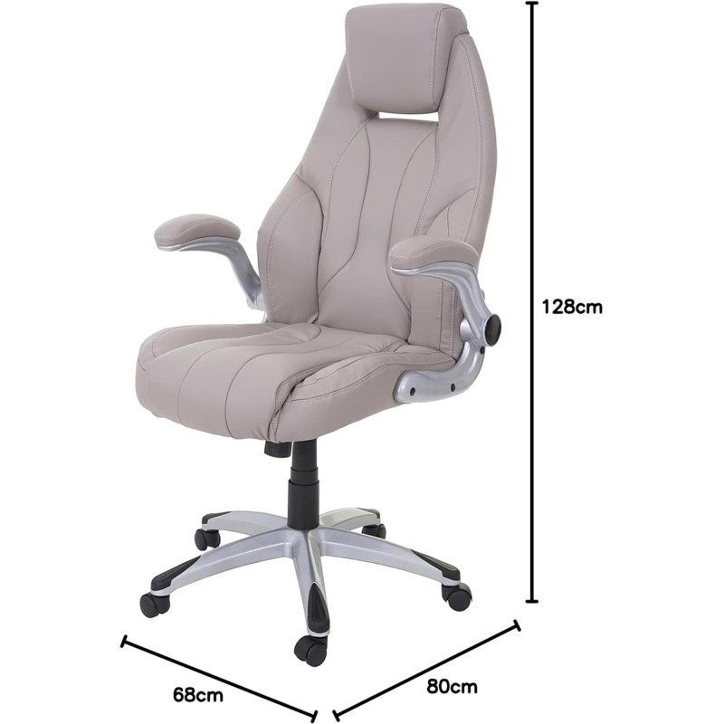 Silla de oficina con Brazos abatibles BOBI, en Piel sintética color Negro