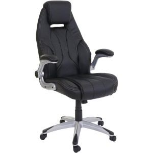 Silla de oficina con Brazos abatibles BOBI, en Piel sintética color Negro