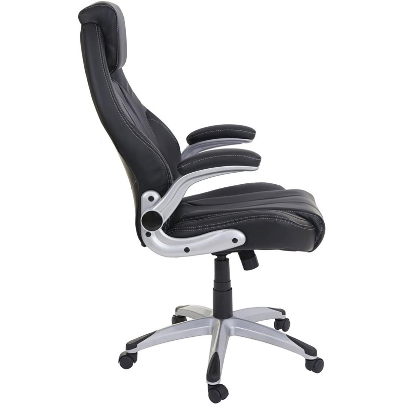 Silla de oficina con Brazos abatibles BOBI, en Piel sintética color Negro