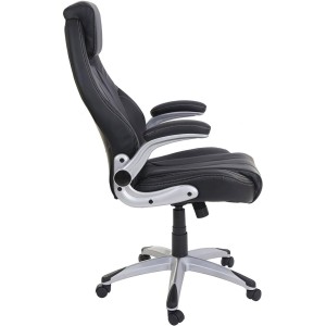 Silla de oficina con Brazos abatibles BOBI, en Piel sintética color Negro