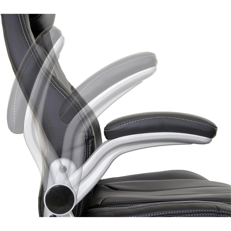 Silla de oficina con Brazos abatibles BOBI, en Piel sintética color Negro