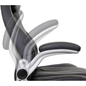Silla de oficina con Brazos abatibles BOBI, en Piel sintética color Negro