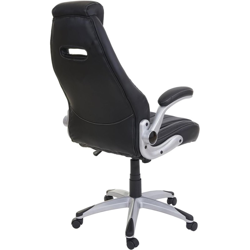 Silla de oficina con Brazos abatibles BOBI, en Piel sintética color Negro