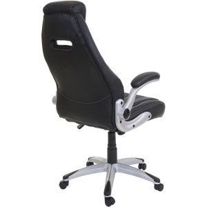 Silla de oficina con Brazos abatibles BOBI, en Piel sintética color Negro