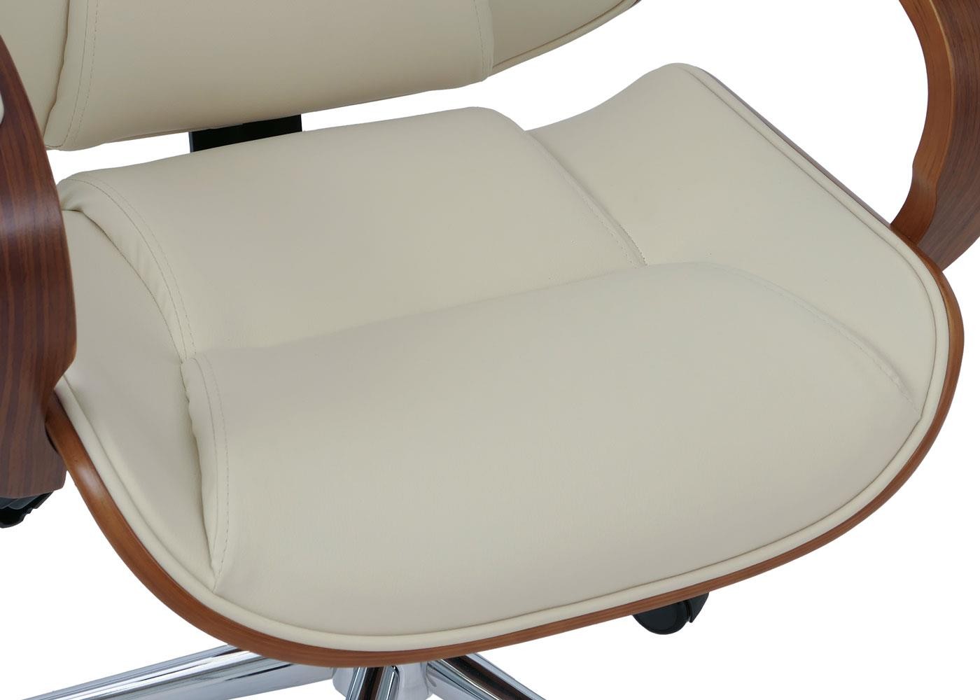 Silla de Oficina CLARIN, Grueso Acolchado, Elegante Diseño en Madera Nogal y Piel color Negro