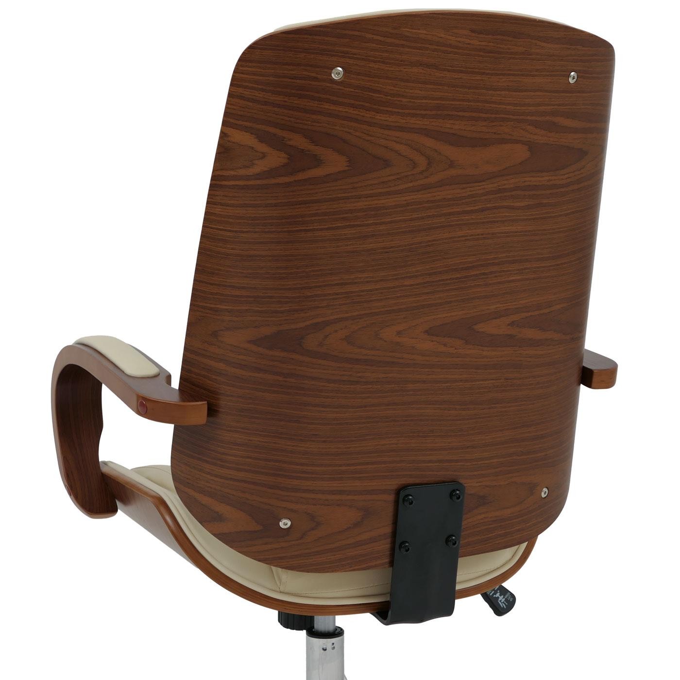 Silla de Oficina CLARIN, Grueso Acolchado, Elegante Diseño en Madera Nogal y Piel color Negro