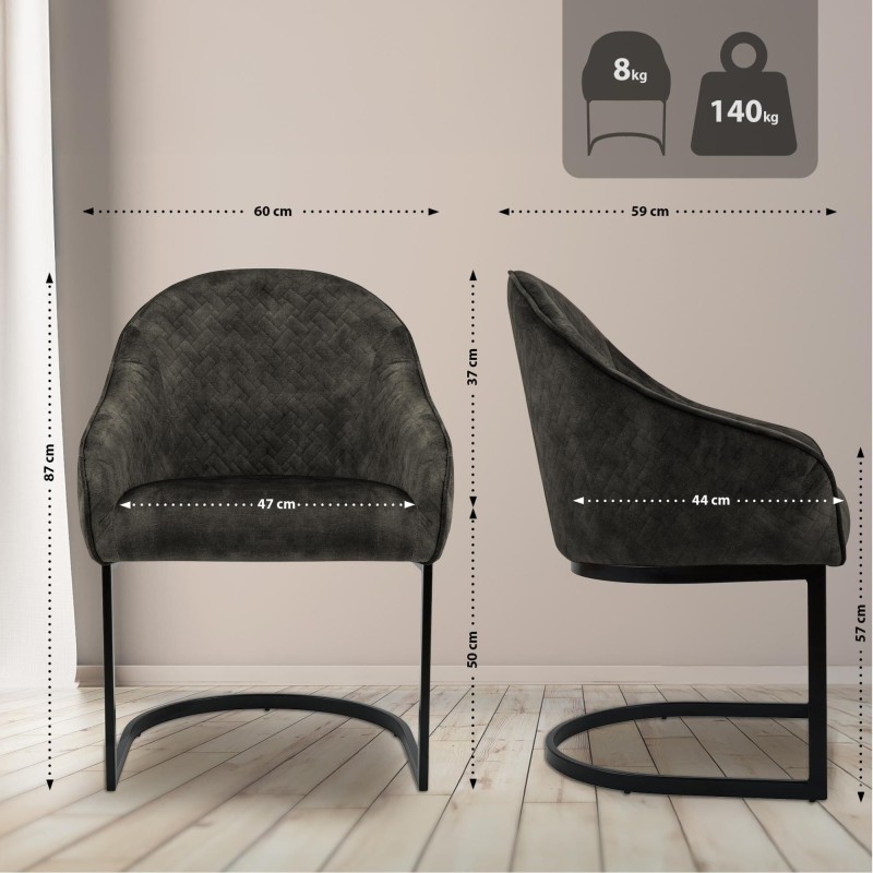Silla de Confidente TIKA en Terciopelo color Crema