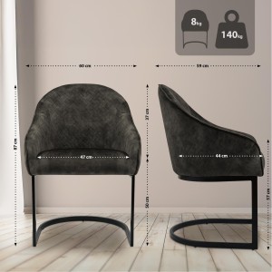 Silla de Confidente TIKA en Terciopelo color Crema