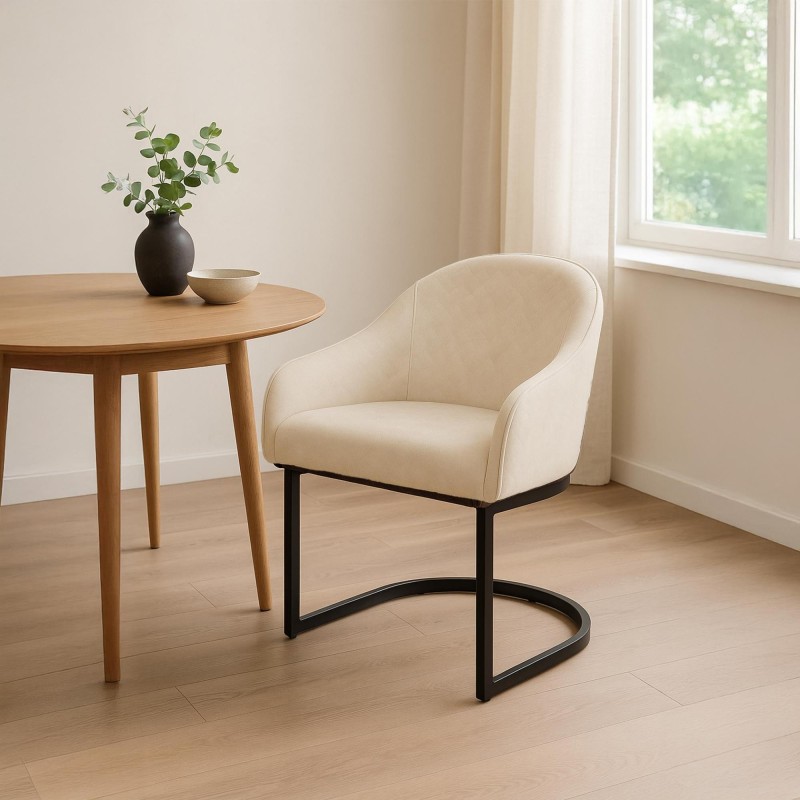 Silla de Confidente TIKA en Terciopelo color Crema
