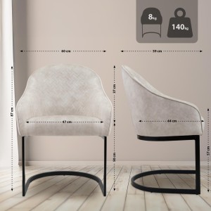 Silla de Confidente TIKA en Terciopelo color Crema
