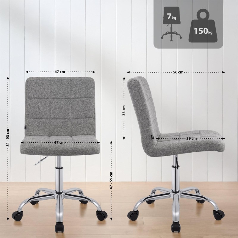 Silla de Oficina CLIP en Tela color Gris Oscuro