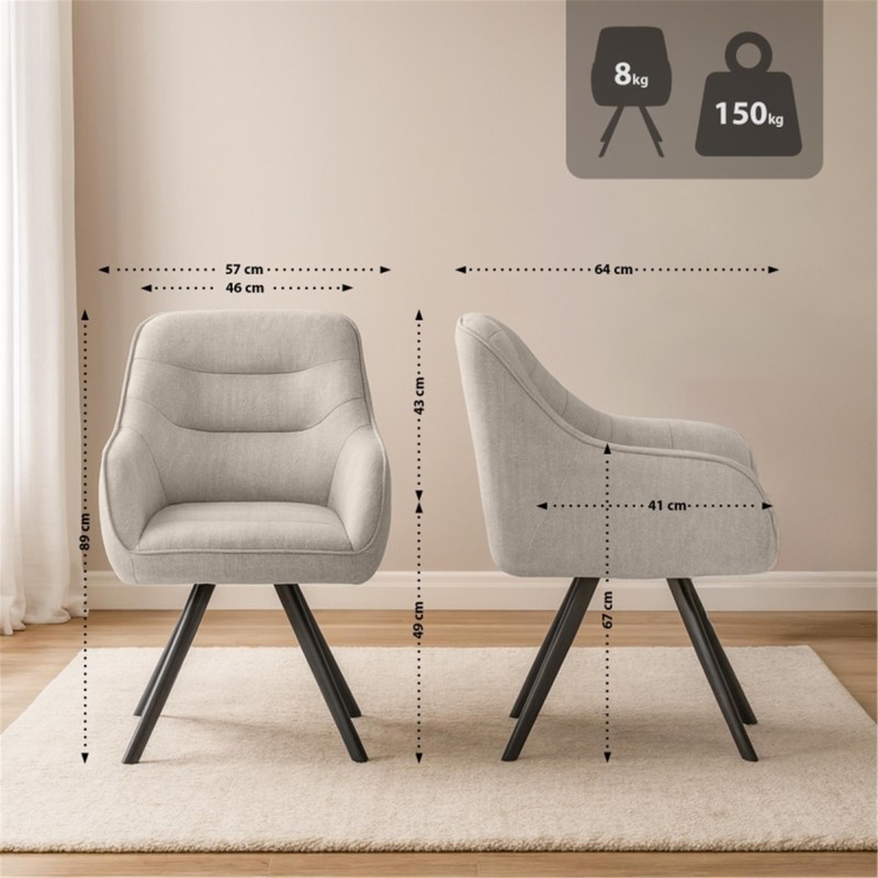Silla de Confidente Acolchada NISTAL, Giratoria, color Gris Oscuro