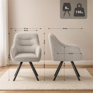 Silla de Confidente Acolchada NISTAL, Giratoria, color Gris Oscuro
