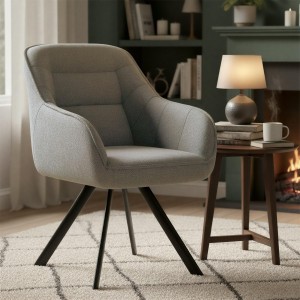 Silla de Confidente Acolchada NISTAL, Giratoria, color Gris Oscuro