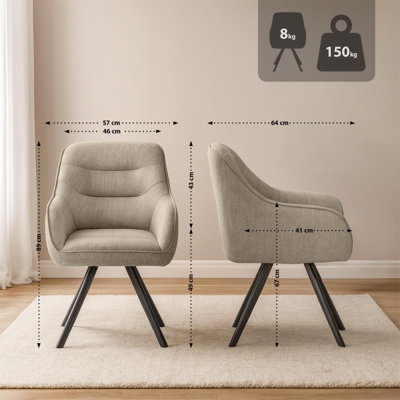 Silla de Confidente Acolchada NISTAL, Giratoria, color Gris Oscuro
