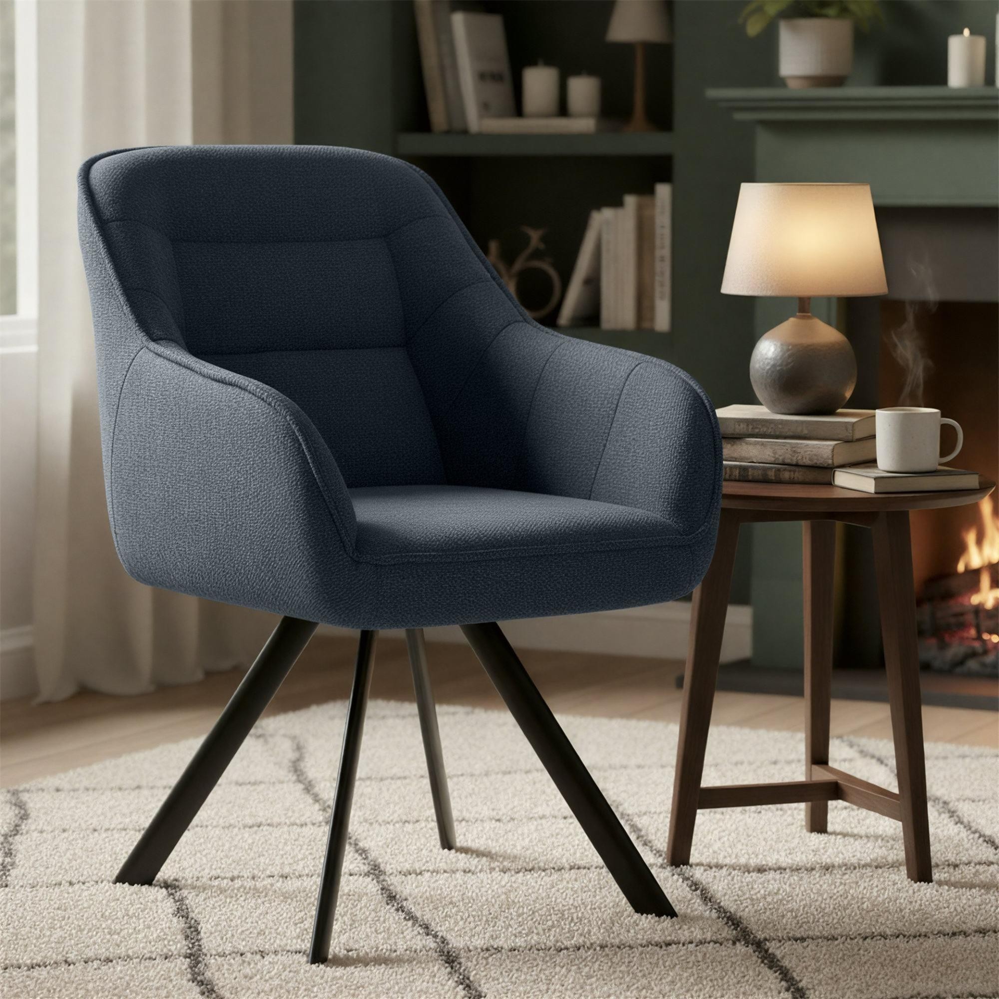 Silla de Confidente NISTAL, Base Giratoria 180º, Gran acolchado, en Tela color Gris Oscuro