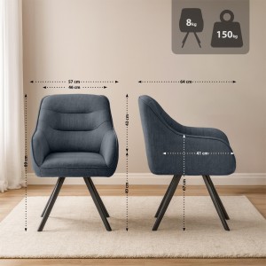 Silla de Confidente Acolchada NISTAL, Giratoria, color Gris Oscuro