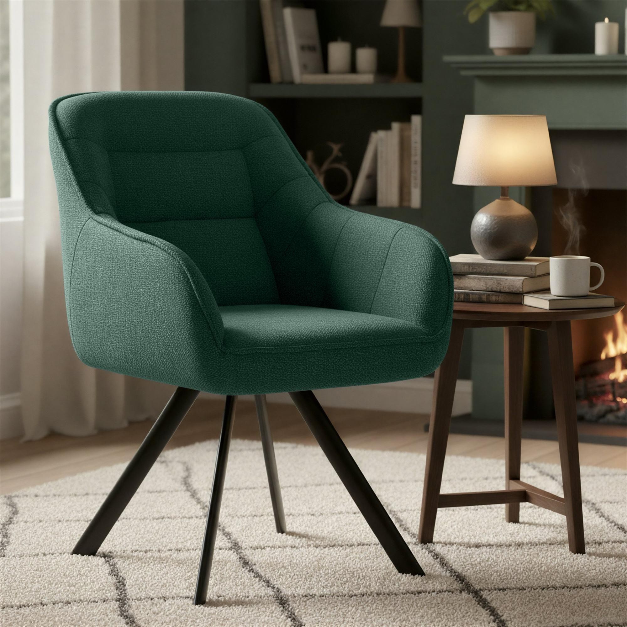 Silla de Confidente NISTAL, Base Giratoria 180º, Gran acolchado, en Tela color Gris Oscuro