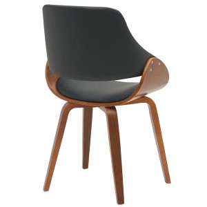 Silla de Confidente NESKA PIEL en Madera Nogal, color Negro